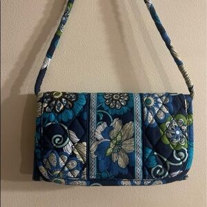 Vera Bradley Convertible Wallet in the "Mod Floral Blue" pattern.